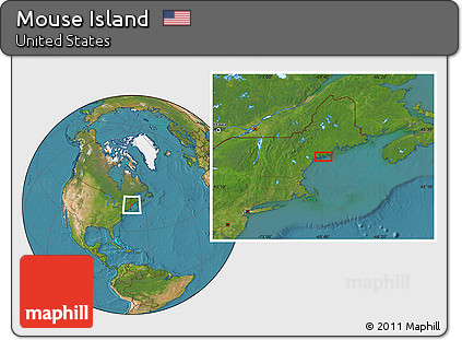 Satellite Location Map of Mouse Island