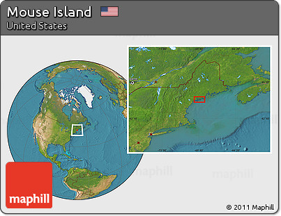 Satellite Location Map of Mouse Island