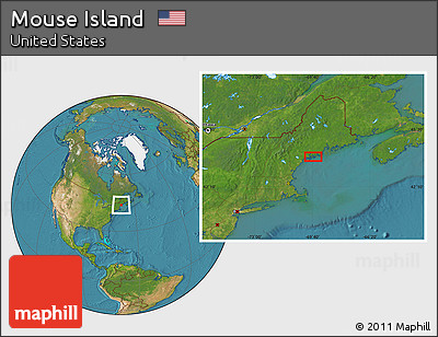 Satellite Location Map of Mouse Island