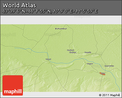 Physical 3D Map of the Area around 43° 53' 30" N, 70° 37' 30" E