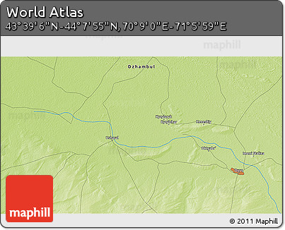 Physical 3D Map of the Area around 43° 53' 30" N, 70° 37' 30" E