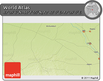 Physical 3D Map of the Area around 43° 53' 30" N, 73° 10' 30" E