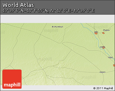 Physical 3D Map of the Area around 43° 53' 30" N, 73° 10' 30" E