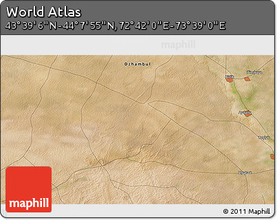 Satellite 3D Map of the Area around 43° 53' 30" N, 73° 10' 30" E