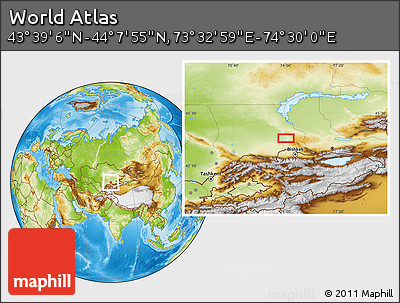 Physical Location Map of the Area around 43° 53' 30" N, 74° 1' 30" E