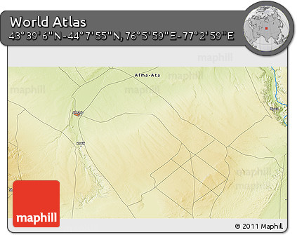 Physical 3D Map of the Area around 43° 53' 30" N, 76° 34' 29" E