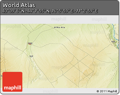 Physical 3D Map of the Area around 43° 53' 30" N, 76° 34' 29" E