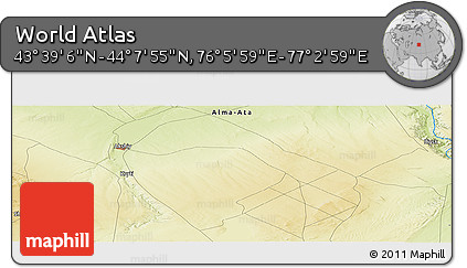 Physical Panoramic Map of the Area around 43° 53' 30" N, 76° 34' 29" E