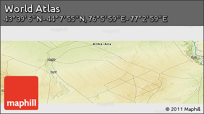 Physical Panoramic Map of the Area around 43° 53' 30" N, 76° 34' 29" E