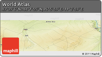 Physical Panoramic Map of the Area around 43° 53' 30" N, 76° 34' 29" E