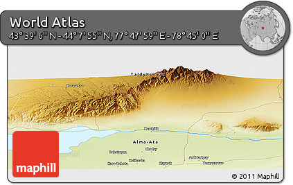 Physical Panoramic Map of the Area around 43° 53' 30" N, 78° 16' 30" E
