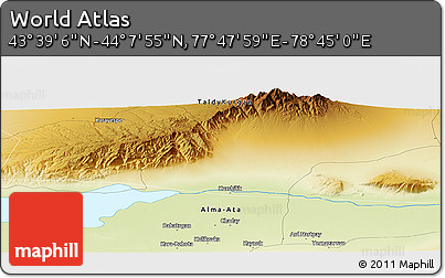 Physical Panoramic Map of the Area around 43° 53' 30" N, 78° 16' 30" E
