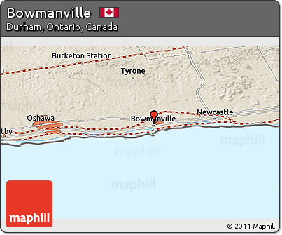 Shaded Relief Panoramic Map of Bowmanville