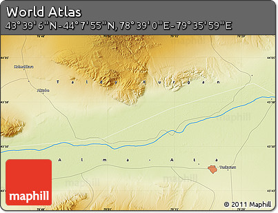 Physical Map of the Area around 43° 53' 30" N, 79° 7' 30" E