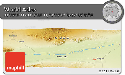 Physical Panoramic Map of the Area around 43° 53' 30" N, 79° 7' 30" E