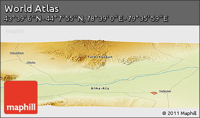 Physical Panoramic Map of the Area around 43° 53' 30" N, 79° 7' 30" E