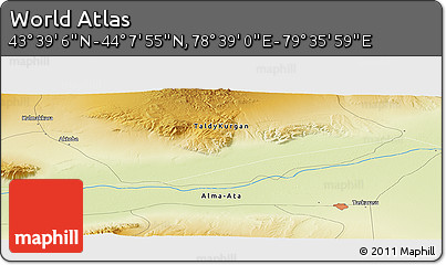 Physical Panoramic Map of the Area around 43° 53' 30" N, 79° 7' 30" E