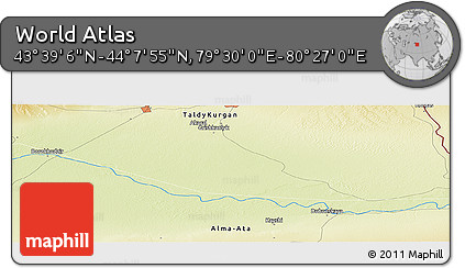 Physical Panoramic Map of the Area around 43° 53' 30" N, 79° 58' 29" E