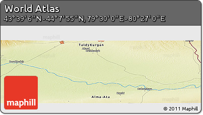 Physical Panoramic Map of the Area around 43° 53' 30" N, 79° 58' 29" E