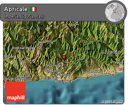 Satellite Panoramic Map of Apricale