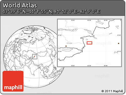 Blank Location Map of the Area around 43° 53' 30" N, 81° 40' 30" E