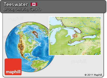 Free Physical Location Map of Teeswater