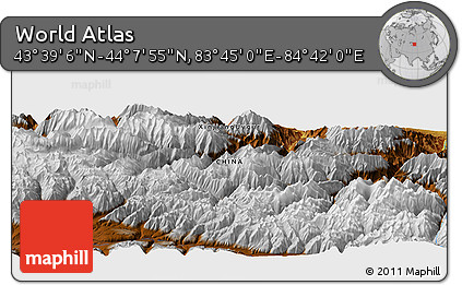 Physical Panoramic Map of the Area around 43° 53' 30" N, 84° 13' 29" E
