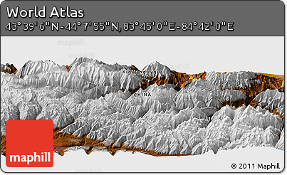 Physical Panoramic Map of the Area around 43° 53' 30" N, 84° 13' 29" E