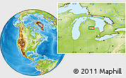 Physical Location Map of the area around 43° 53' 30" N, 84° 4' 29" W