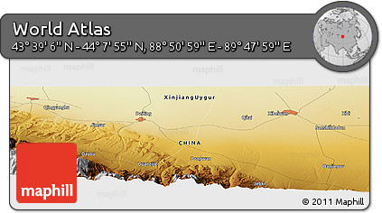 Physical Panoramic Map of the Area around 43° 53' 30" N, 89° 19' 29" E