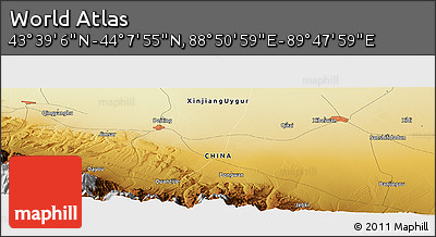 Physical Panoramic Map of the Area around 43° 53' 30" N, 89° 19' 29" E