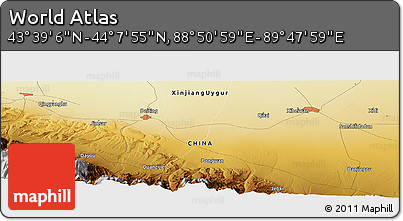 Physical Panoramic Map of the Area around 43° 53' 30" N, 89° 19' 29" E