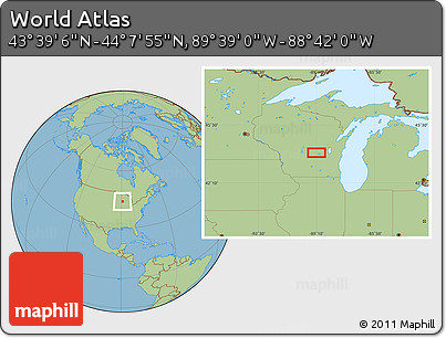 Savanna Style Location Map of the Area around 43° 53' 30" N, 89° 10' 30" W