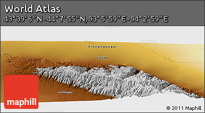 Physical Panoramic Map of the Area around 43° 53' 30" N, 93° 34' 29" E