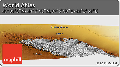 Physical Panoramic Map of the Area around 43° 53' 30" N, 93° 34' 29" E