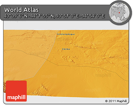 Political 3D Map of the Area around 43° 53' 30" N, 94° 25' 30" E