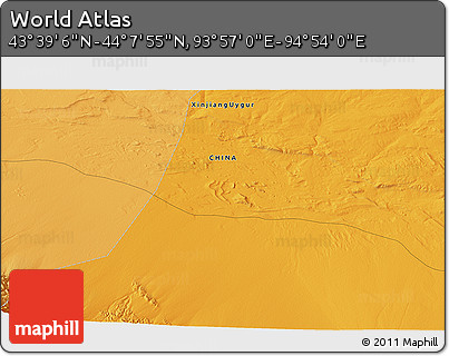 Political 3D Map of the Area around 43° 53' 30" N, 94° 25' 30" E