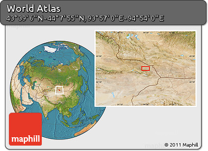 Satellite Location Map of the Area around 43° 53' 30" N, 94° 25' 30" E