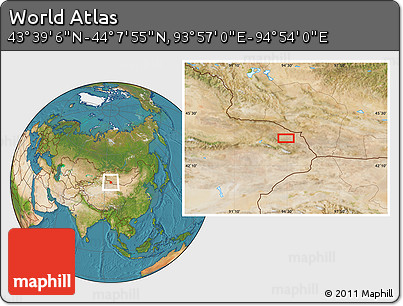 Satellite Location Map of the Area around 43° 53' 30" N, 94° 25' 30" E