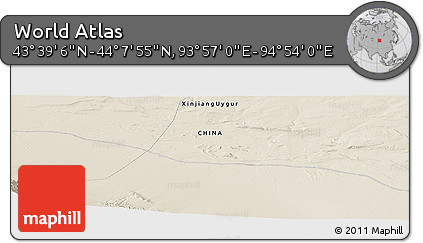 Shaded Relief Panoramic Map of the Area around 43° 53' 30" N, 94° 25' 30" E