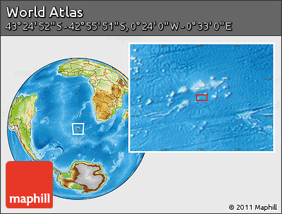 Physical Location Map of the Area around 43° 10' 22" S, 0° 4' 30" E