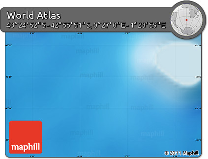 Physical Map of the Area around 43° 10' 22" S, 0° 55' 29" E
