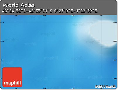 Physical Map of the Area around 43° 10' 22" S, 0° 55' 29" E