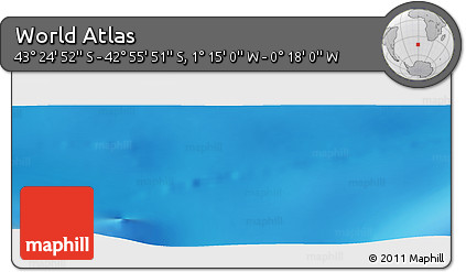 Shaded Relief Panoramic Map of the Area around 43° 10' 22" S, 0° 46' 30" W