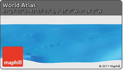 Shaded Relief Panoramic Map of the Area around 43° 10' 22" S, 0° 46' 30" W