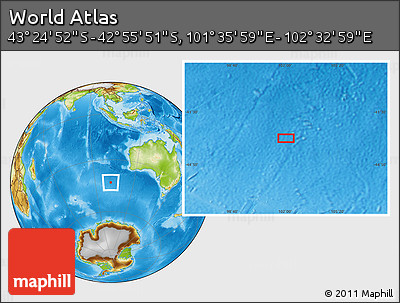 Physical Location Map of the Area around 43° 10' 22" S, 102° 4' 29" E