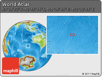 Physical Location Map of the Area around 43° 10' 22" S, 102° 4' 29" E