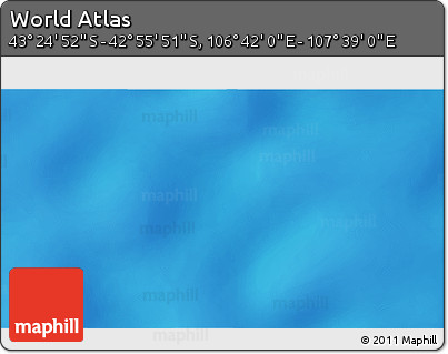 Physical 3D Map of the Area around 43° 10' 22" S, 107° 10' 30" E