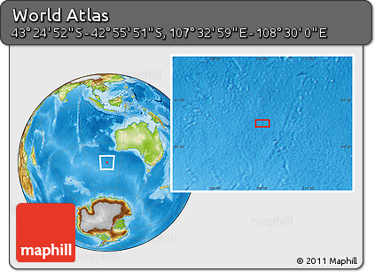 Physical Location Map of the Area around 43° 10' 22" S, 108° 1' 30" E