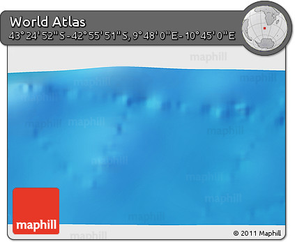 Physical 3D Map of the Area around 43° 10' 22" S, 10° 16' 30" E